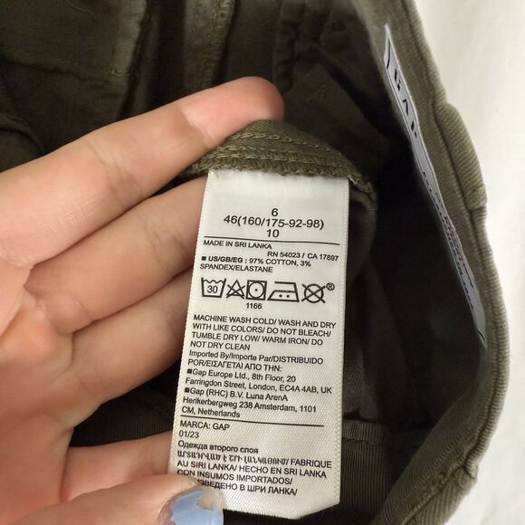 Gap Downtown Khaki Pants Women's 6 Green Mid Rise Pockets Flat Front Cotton Bl - Picture 7 of 10